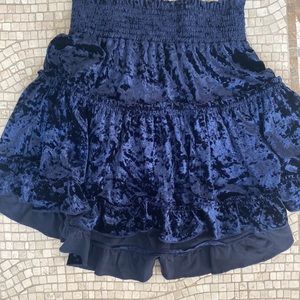 Navy velvet skirt with elastic waist and small ruffle in bottom new but no tags